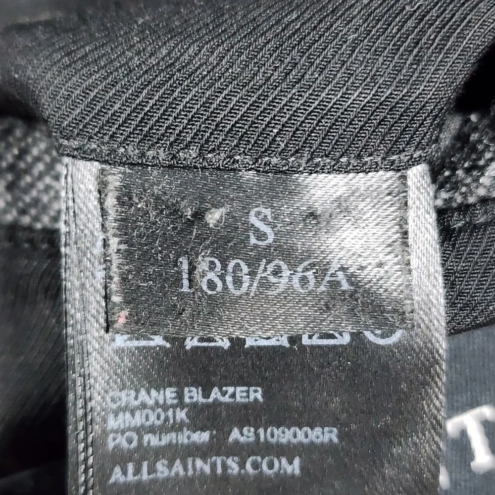 AllSaints Crane Blazer Mens 36 Grey Wool Blend Italian Cloth Jacket MM001K S